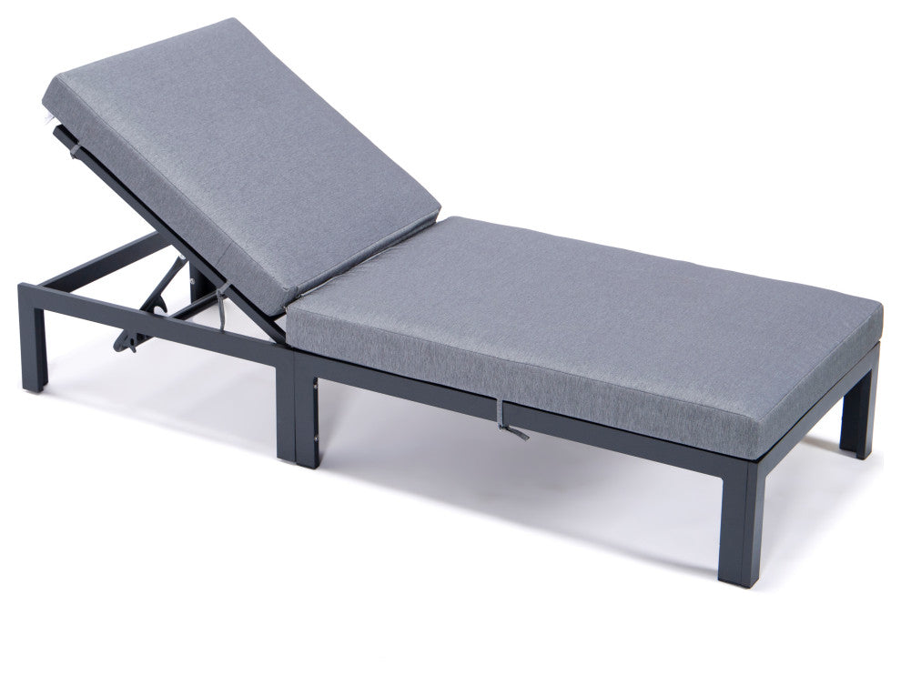 LeisureMod Chelsea Aluminum Patio Chasie Lounge Chair With Cushions, Blue