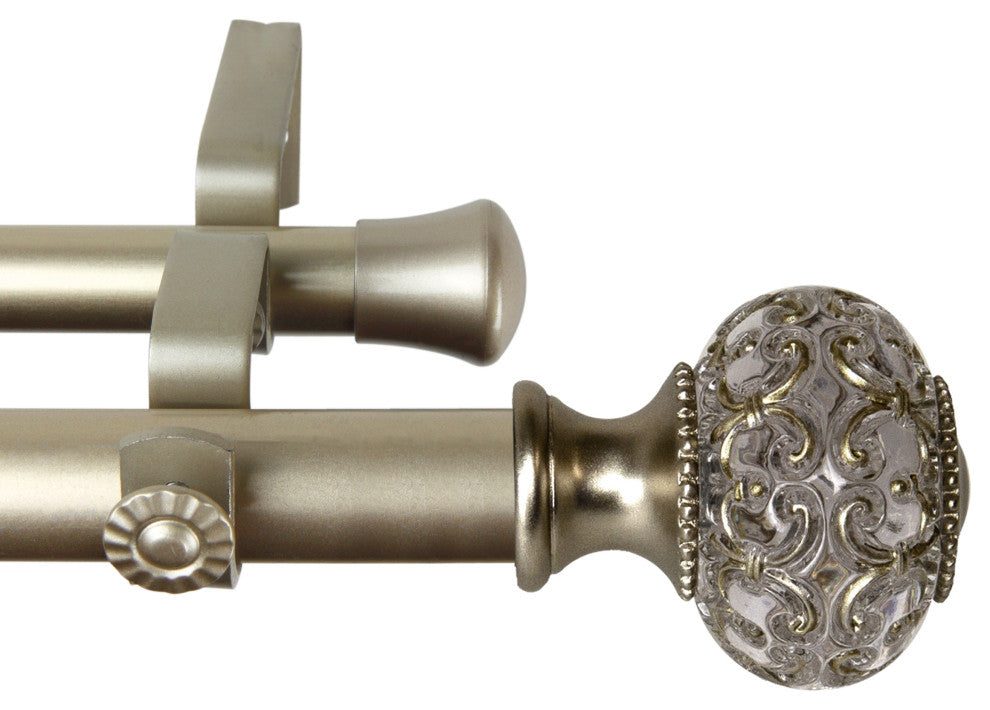 Bailey 1" Diameter Double Curtain Rod, Gold, 66-120"