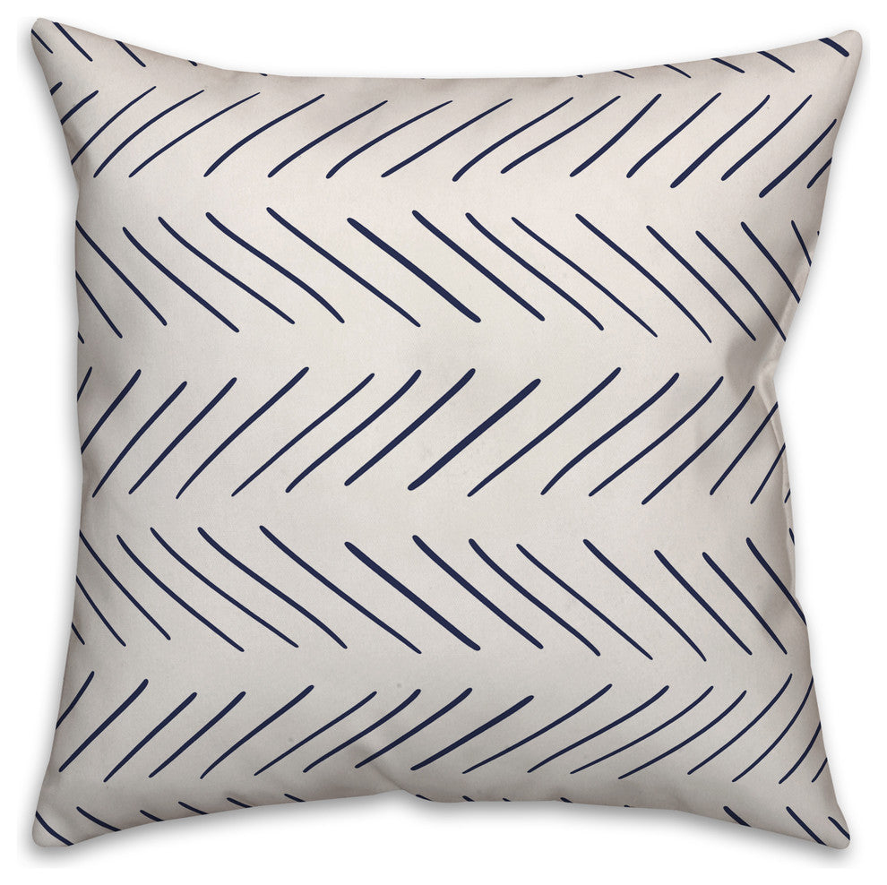 Navy and White Modern Chevron 18x18 Throw Pillow