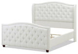 Marcella Upholstered Tufted Shelter Wingback Panel Bed, Antique White Polyester, Queen
