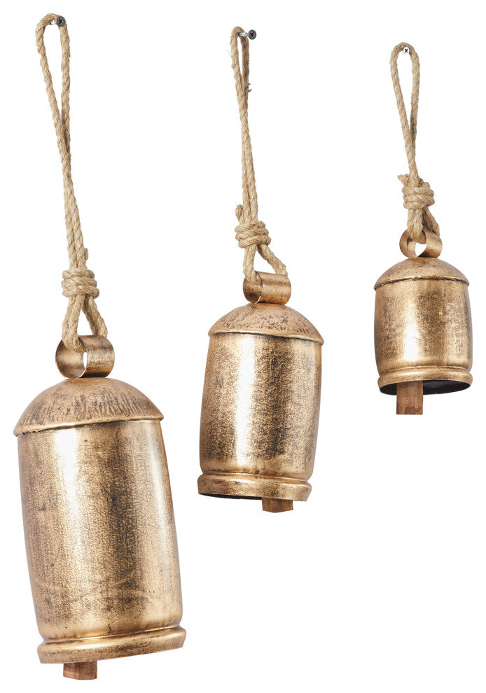 Bohemian Gold Metal Decorative Cow Bells Set 562017