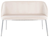 Fran Bench, Chrome Metal, Cream Velvet