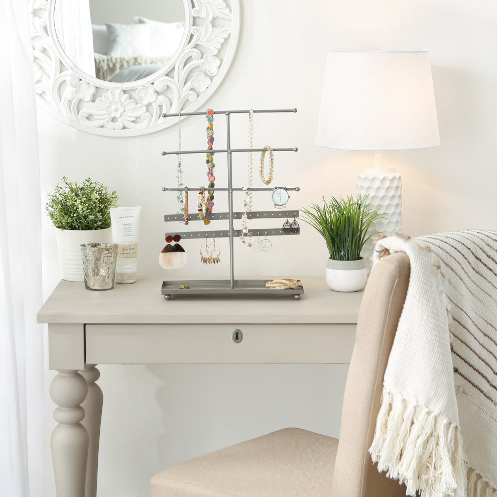 Gray 3 Tier Jewelry Organizer