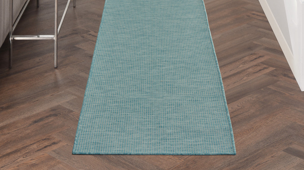 Nourison Positano Contemporary Area Rug, Aqua, 2'2"x10' Runner