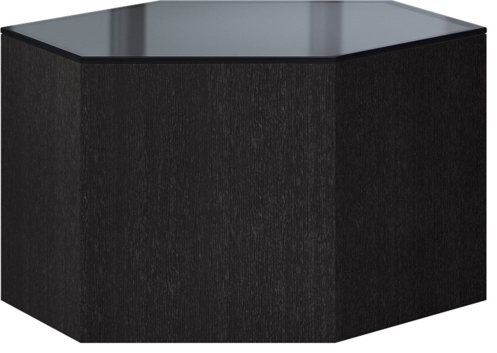 Centre 10" Occasional Table, Asphalt Glass and Gray Oak