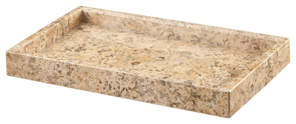 Myrtus Collection Black and Gold Marble Small Amenity Tray, Beige