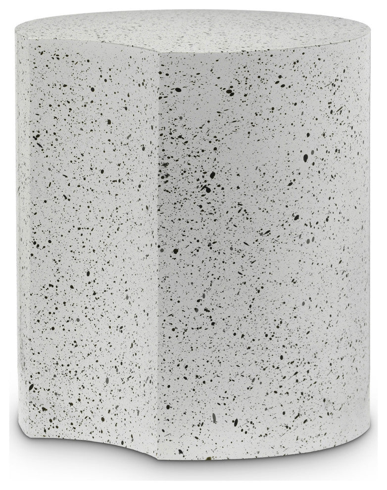 Dimple Terrazzo Pattern Iron End Table, White, 1-Piece: 16"Wx16"Dx18"H