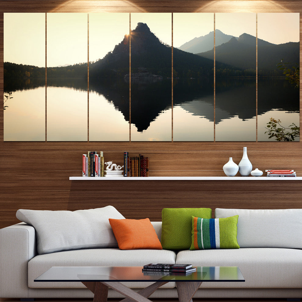National Park Burabay at Sunset, Landscape Canvas Art Print, 83"x32", 7 Panels