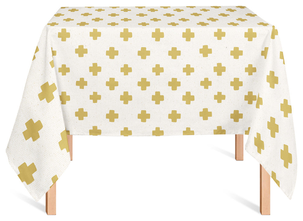 Swiss Cross Pattern Yellow 2 58x58 Tablecloth