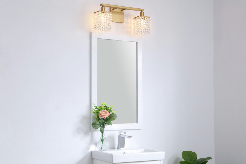 Elegant Lighting LD7008 Phineas 2 Light 18"W Bathroom Vanity - Brass