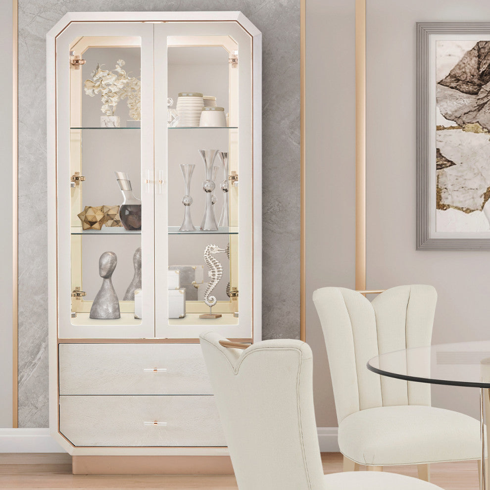La Rachelle Display Cabinet with LED Lighting - Champagne