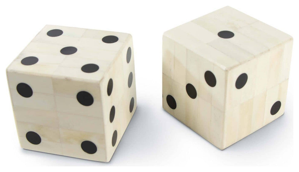 Oversized Bone Gaming Dice Pair