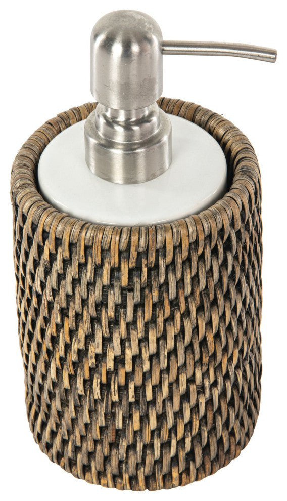 La Jolla Rattan Liquid Soap Dispenser, Black Wash