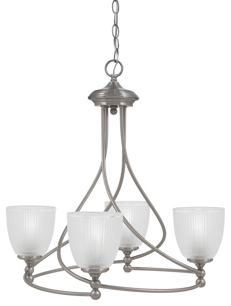 Capri 4-Light Chandelier, Brushed Nickel/Clear Ribbed