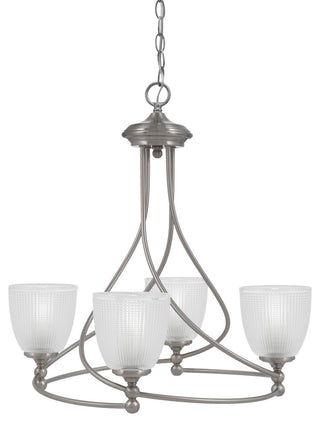 Capri 4-Light Chandelier, Brushed Nickel/Clear Ribbed