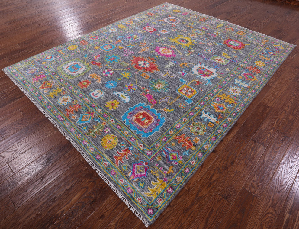 Turkish Oushak Handmade Wool Rug 7' 10" X 9' 11" - Q14997