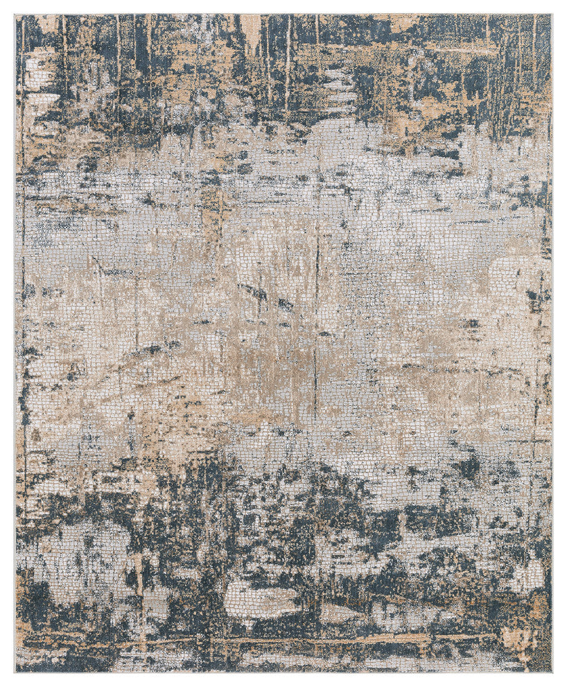 Haleena Draper Indigo Polyester Blend Area Rug, 5'3"x7'6"
