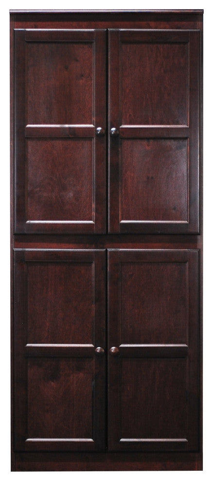 Storage Cabinet, Hardwood Frame With Adjustable Shelves & Round Handles, Red