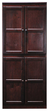 Storage Cabinet, Hardwood Frame With Adjustable Shelves & Round Handles, Red