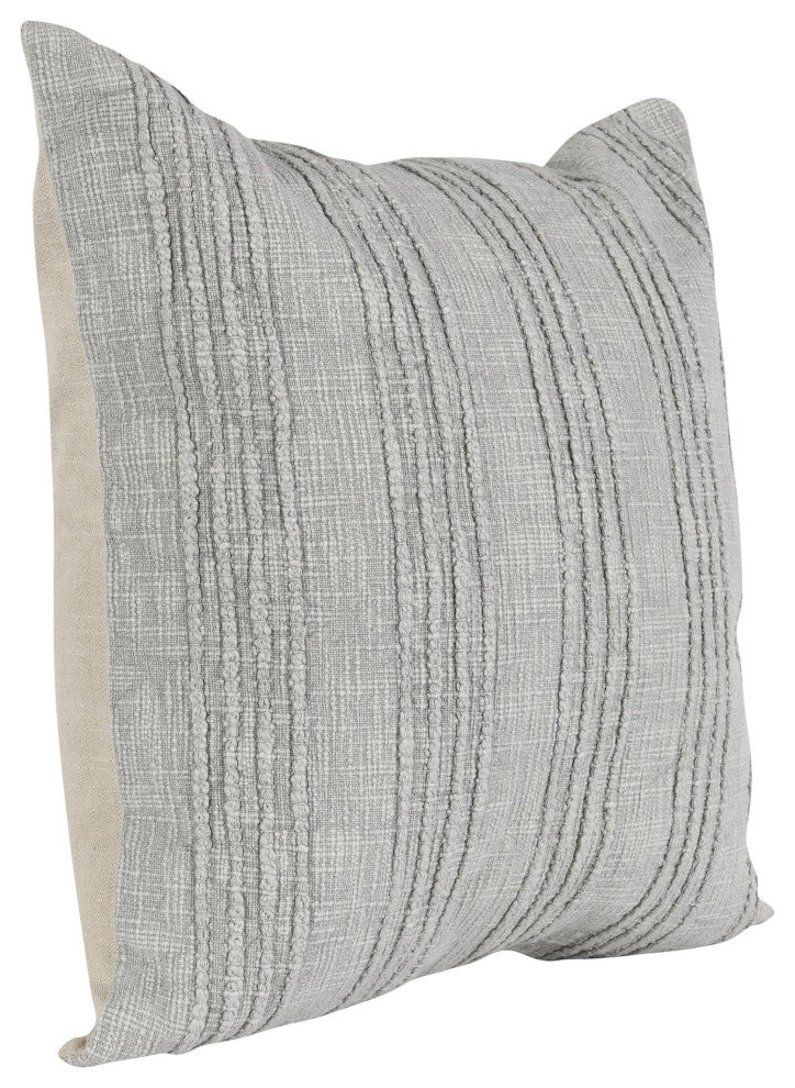 Hannah 100% Cotton 22" Throw Pillow, Gray