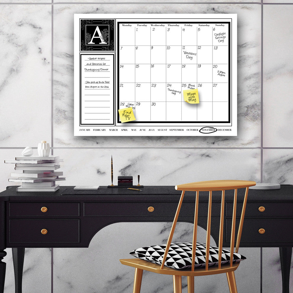 Ready2HangArt Monogram Dry Erase Monthly Calendar on ArtPlexi, Letter T