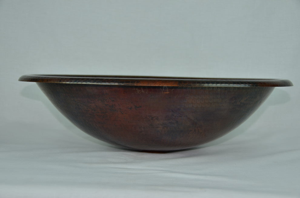 19" oval copper sink top mount