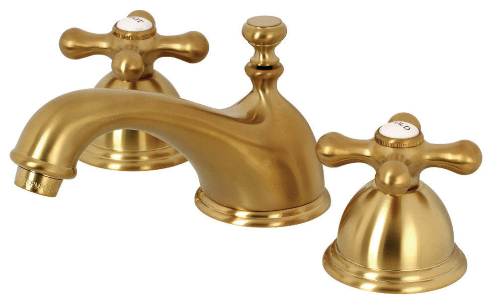 Kingston Brass Widespread Bathroom Faucet With Brass Pop-Up, Brushed Brass