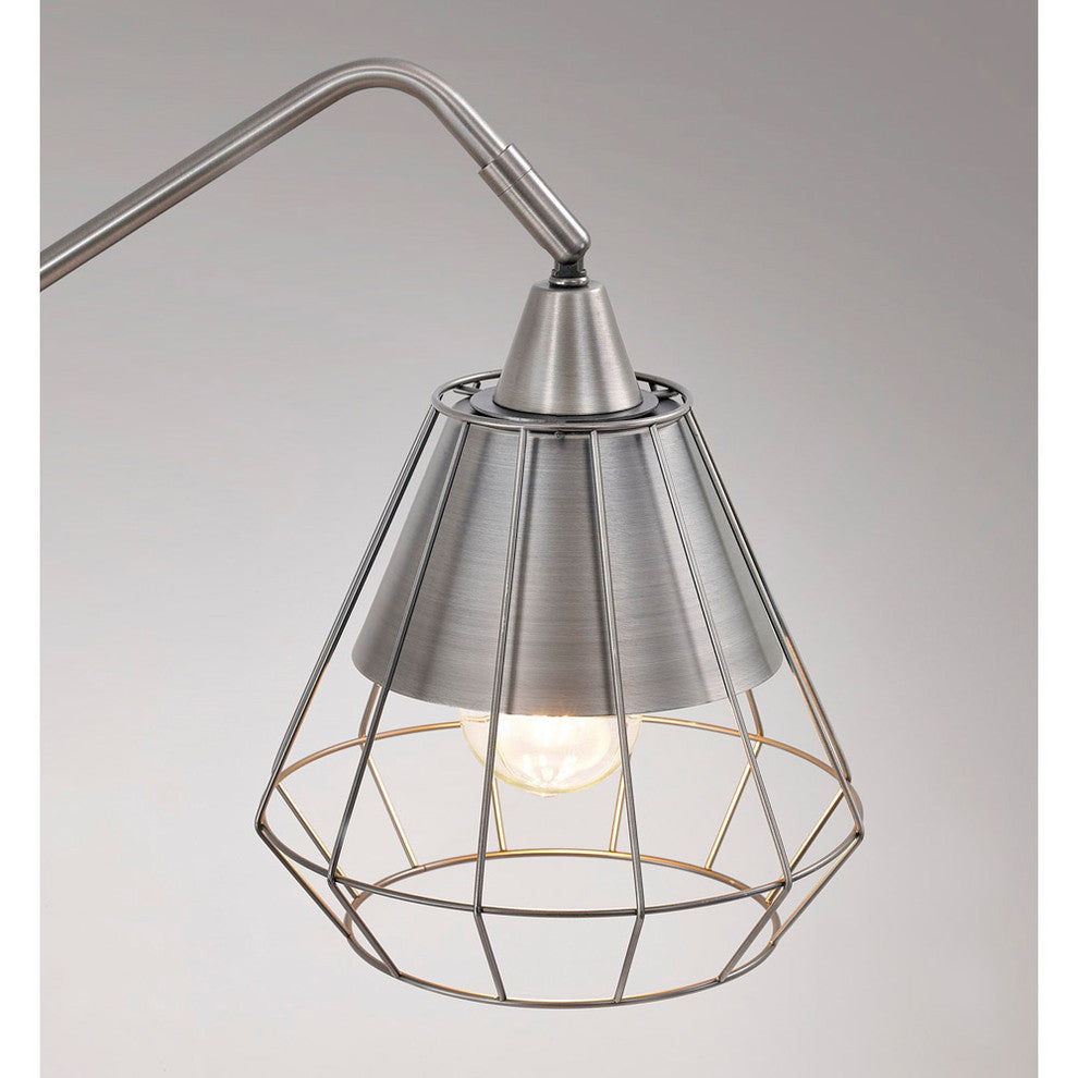 Midtown Wire Shade 3-Light Arch Floor Lamp, Brushed Metal
