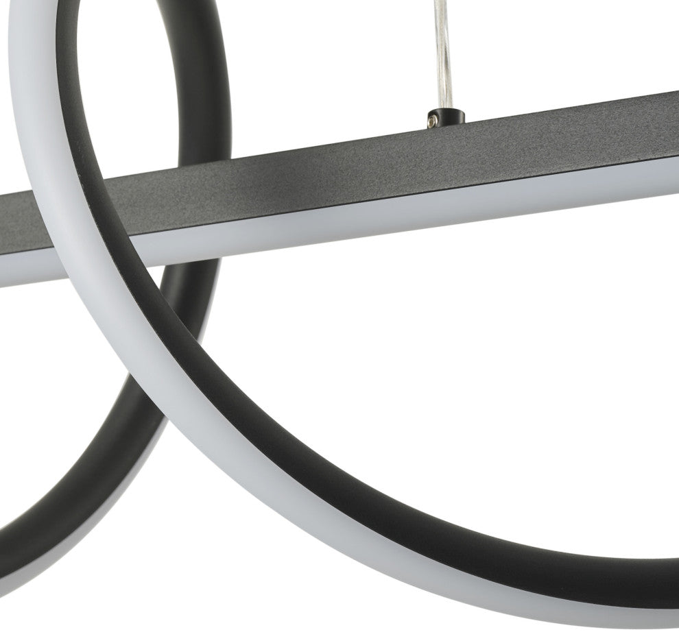 Modern Linear Wave Shape LED Pendant Lighting for Kitchen Island, Black