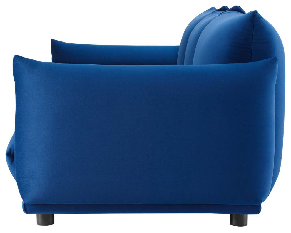 Sofa, Velvet, Blue Navy, Modern, Living Lounge Room Hotel Lobby Hospitality