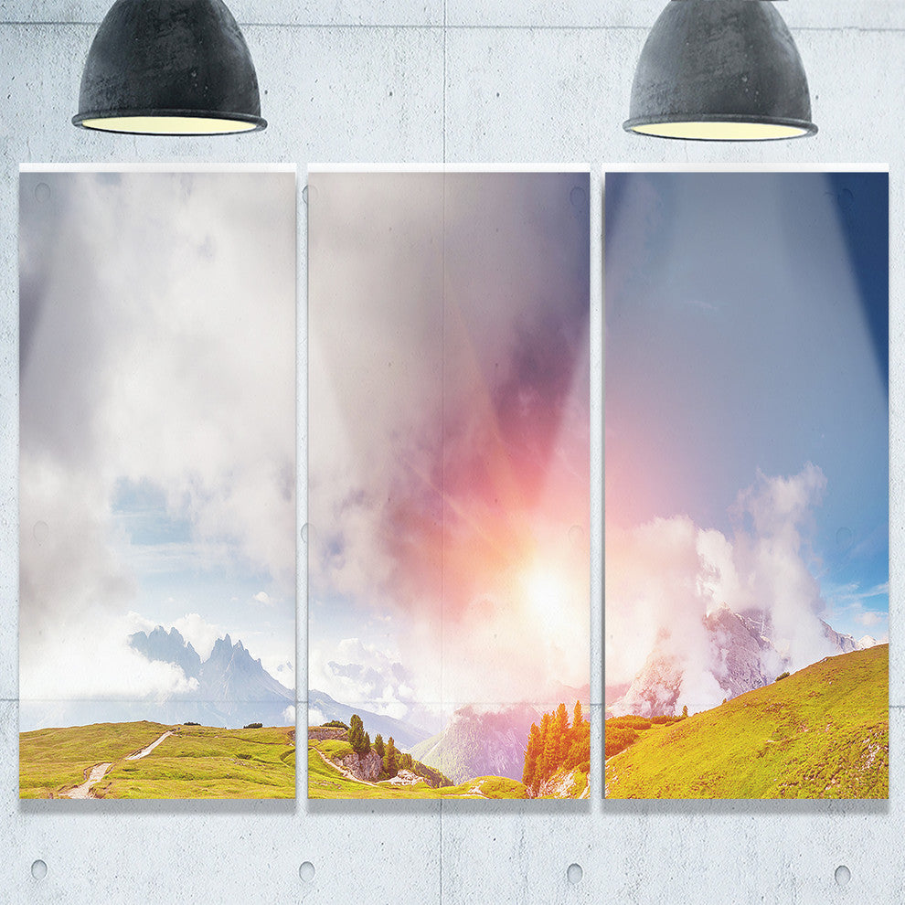 "Cadini di Misurina Range at Sunset" Metal Wall Art, 3 Panels, 36"x28"