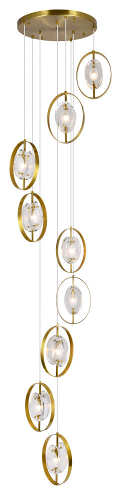 Iris 9 Light Pendant With Sun Gold Finish