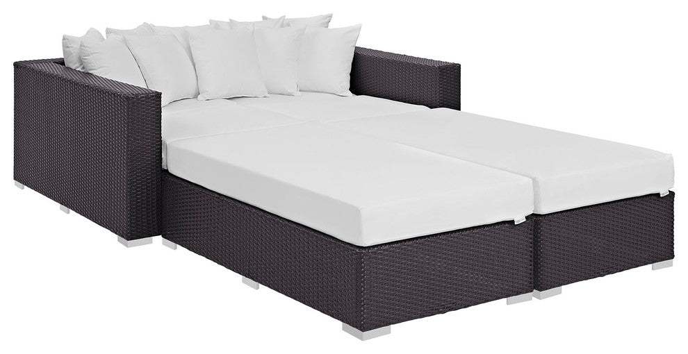 Espresso White Convene 4-Piece Outdoor Patio Daybed