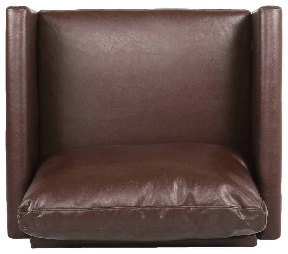 Dowd Mid Century Modern Faux Leather Club Chair, Dark Brown