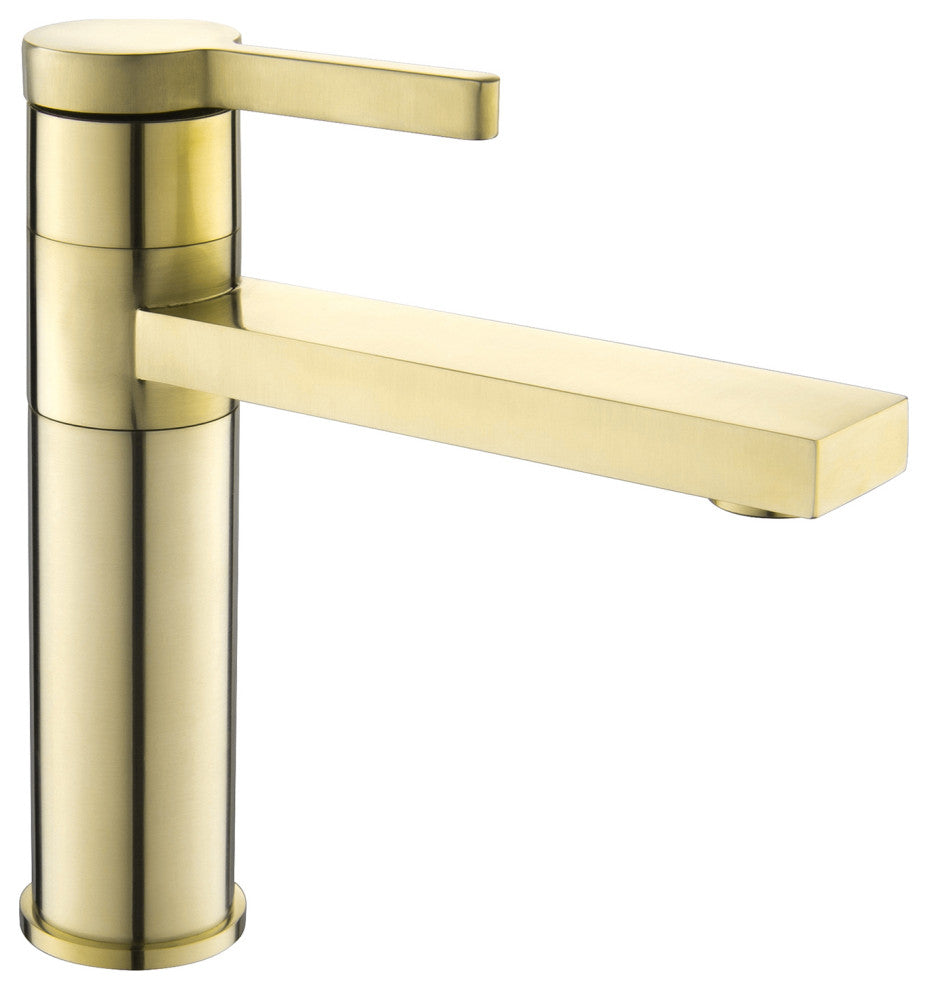 Deck Mounted Single Lever Handle Bathroom Sink Faucet, Brushed Gold