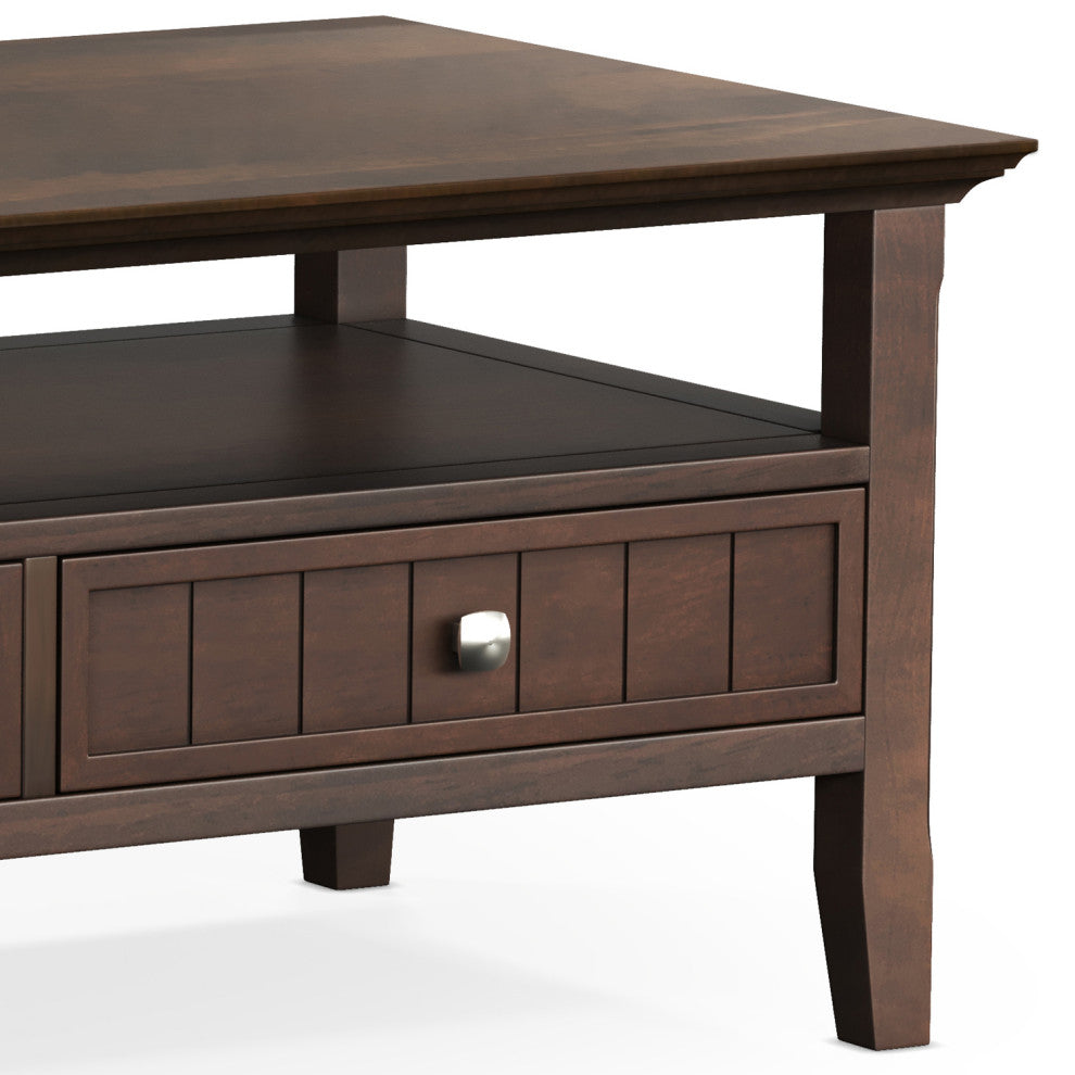 Acadian Solid Wood Coffee Table With Drawer, Brunette Brown