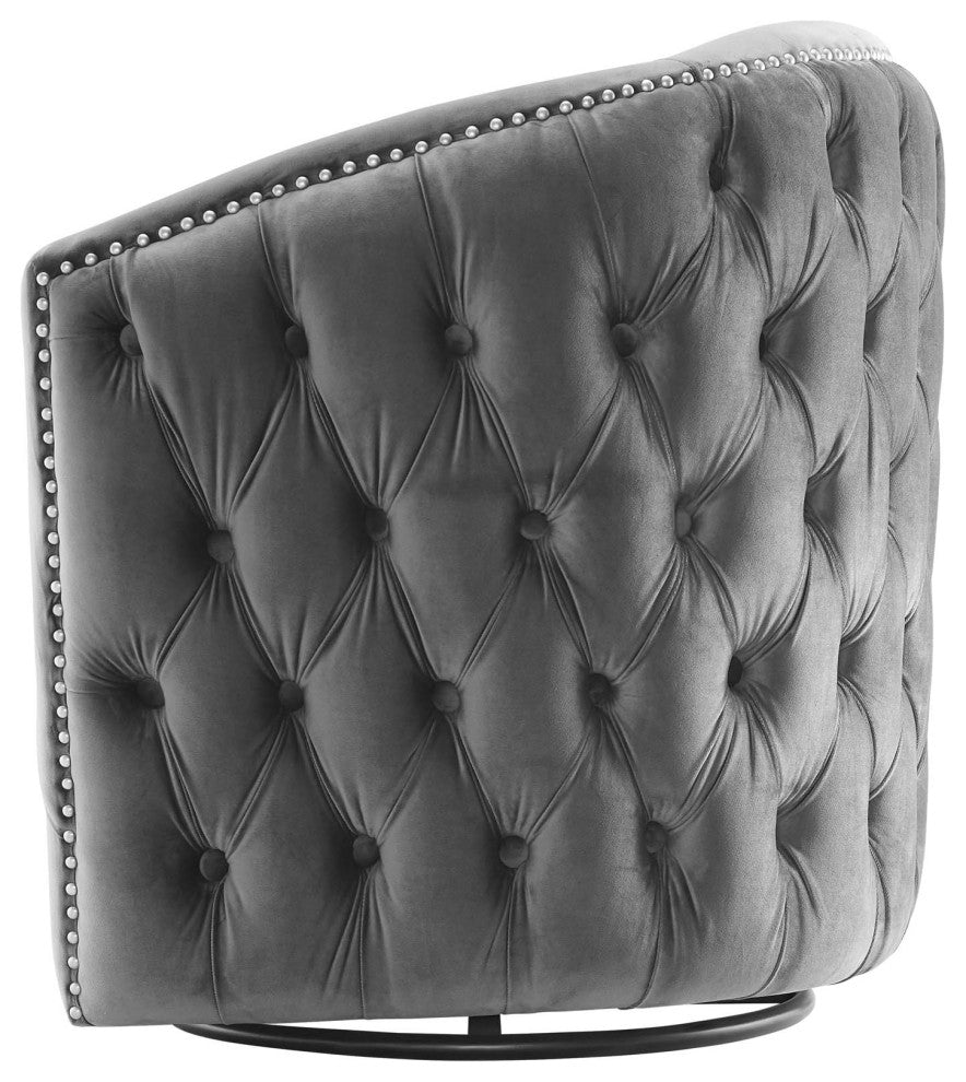Armchair Accent Chair, Set of 2, Velvet, Gray, Modern, Lounge Hospitality