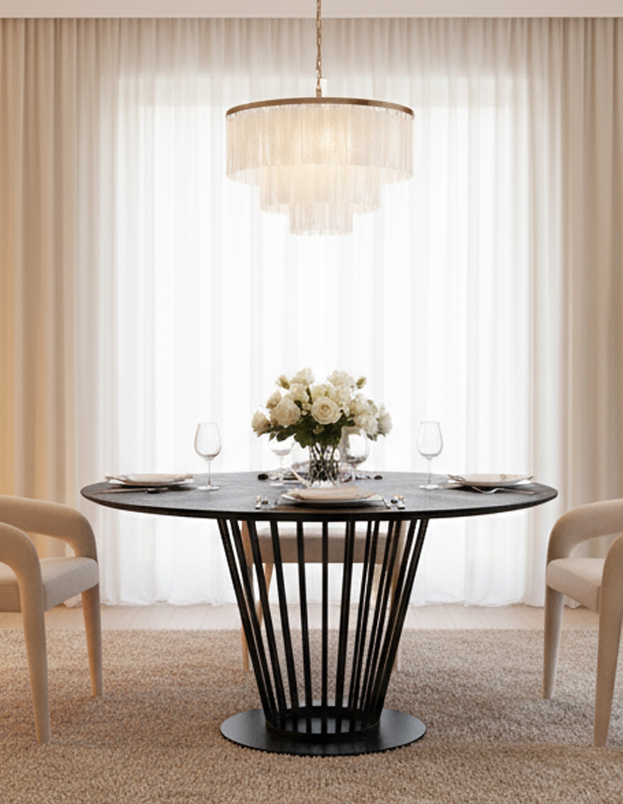 Modrest Conroy Modern Black Round Dining Table