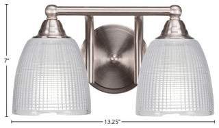 Paramount 2-Light Bath Bar, Brushed Nickel, 5" Clear Ribbed Glass