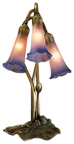 Meyda Lighting 14670 16"H Pink/Blue Pond Lily 3 Lt Accent Lamp