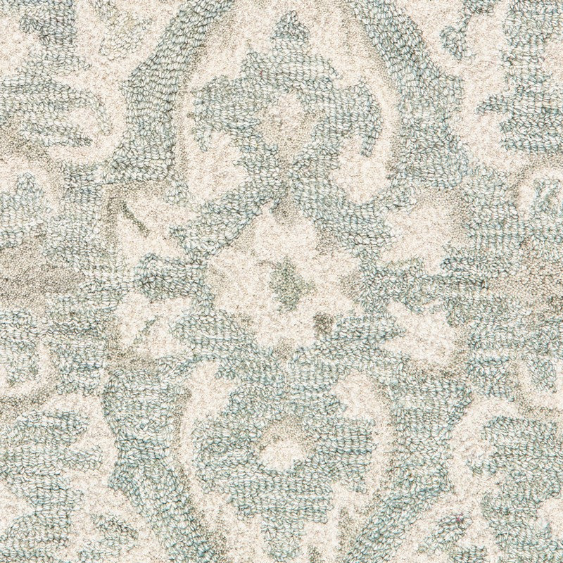9" x 12" Green and Cream Medallion Area Rug