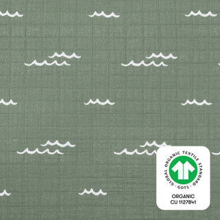 Crib Sheet, GOTS Certified Organic Muslin Cotton, Ocean Waves