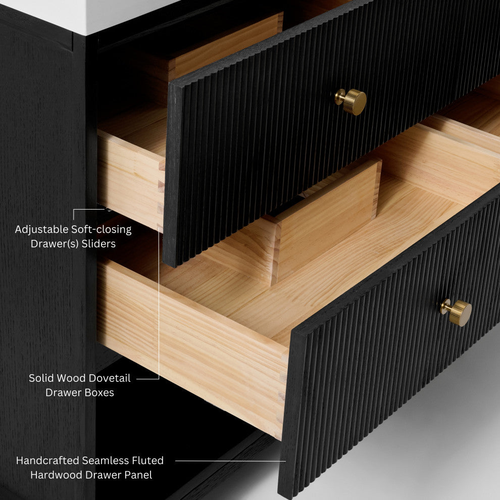 Momo Bathroom Vanity Set, Black Oak, 60"