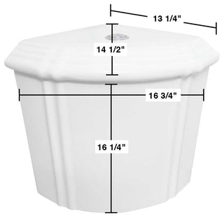Dual Flush Corner Toilet Tank White Sheffield Grade A Vitreous China