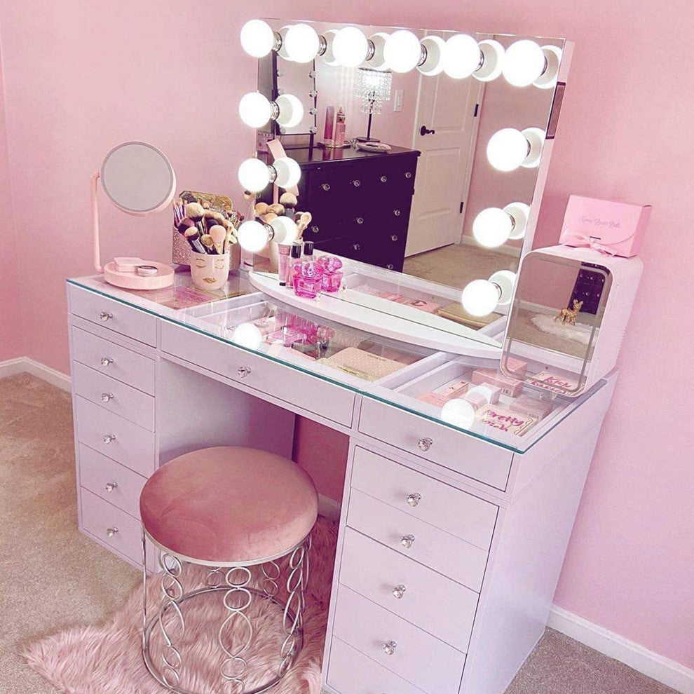 Hollywood Premiere Plus Vanity Mirror, White, Bluetooth