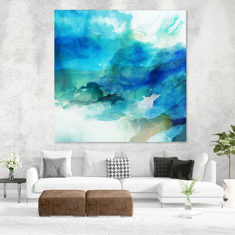 "Ephemeral Blue I" Fine Art Giant Canvas Print, 72"x72"