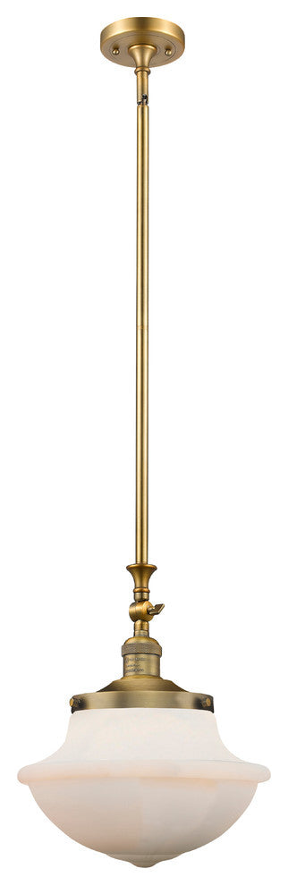 Large Oxford 1-Light Mini Pendant, Brushed Brass, Matte White