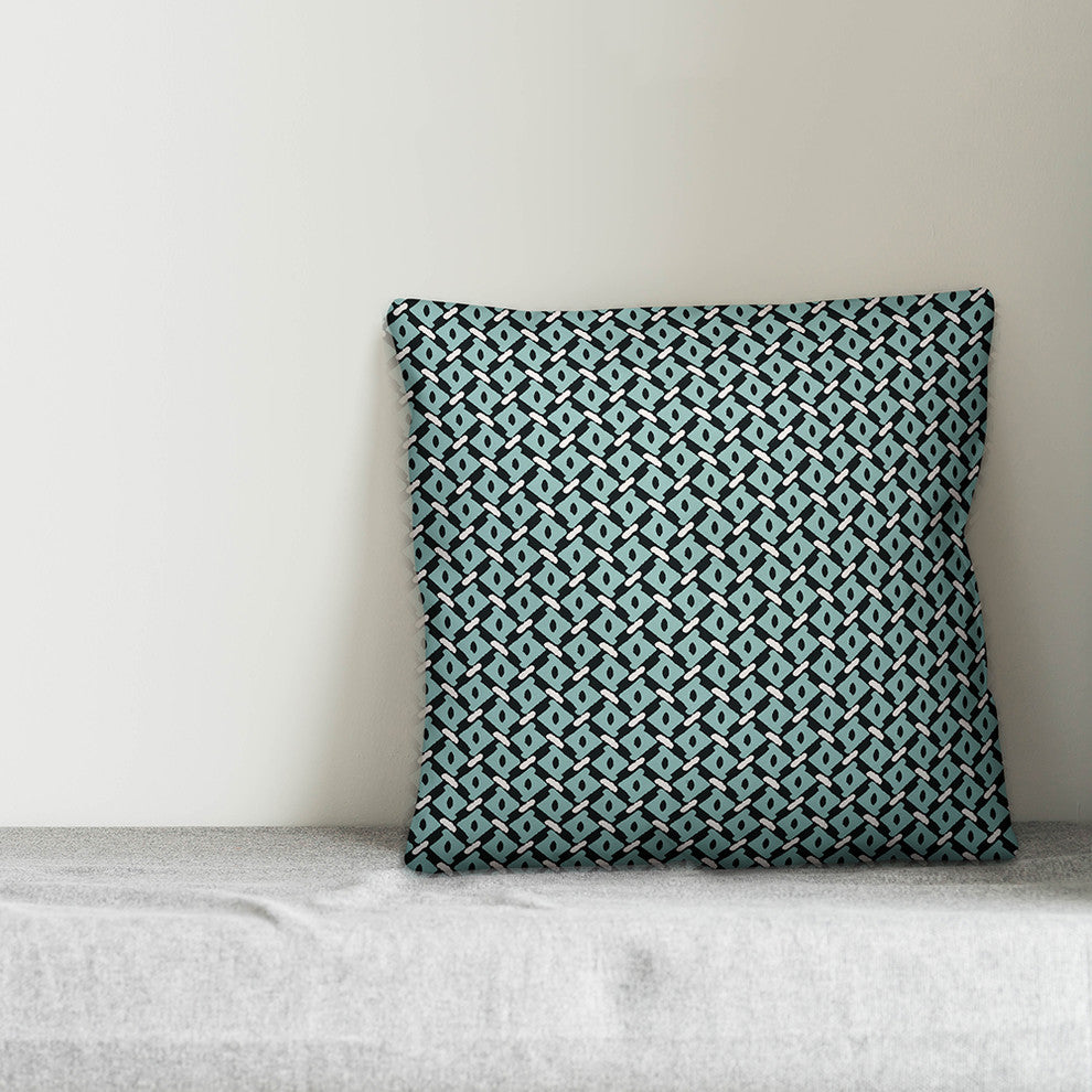 Whimsical Diamond Pattern, Blue Throw Pillow Cover, 20"x20"