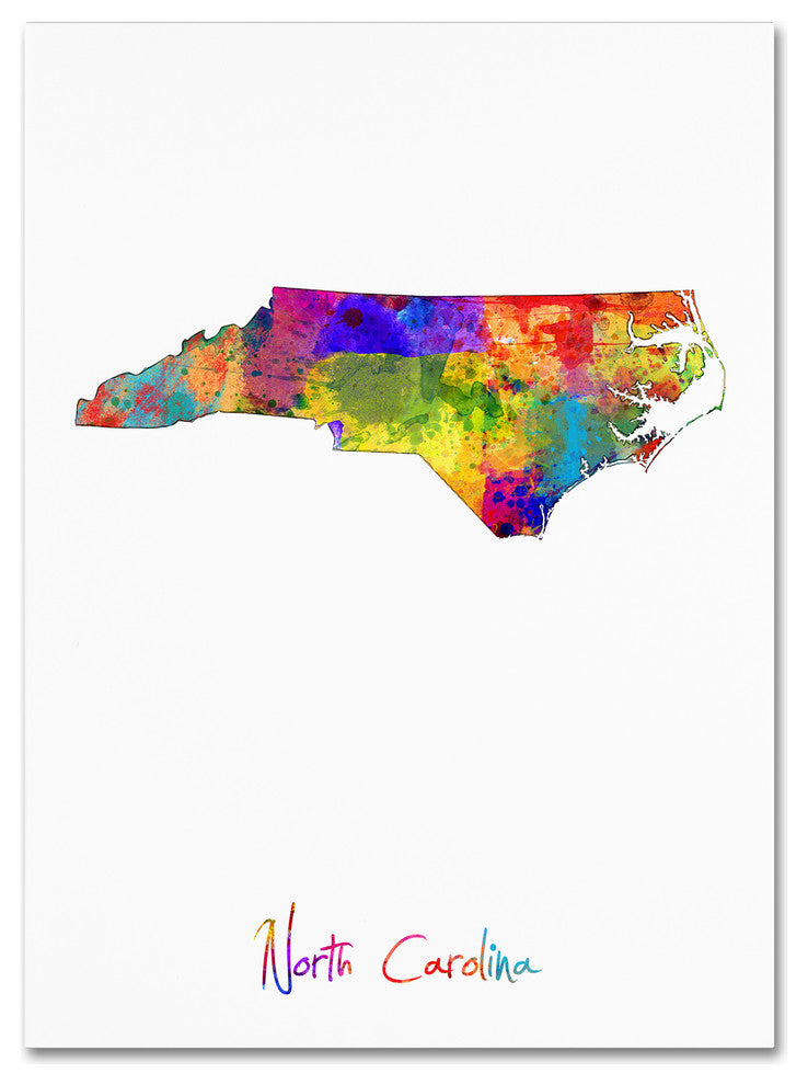 "North Carolina Map" Canvas Art by Michael Tompsett