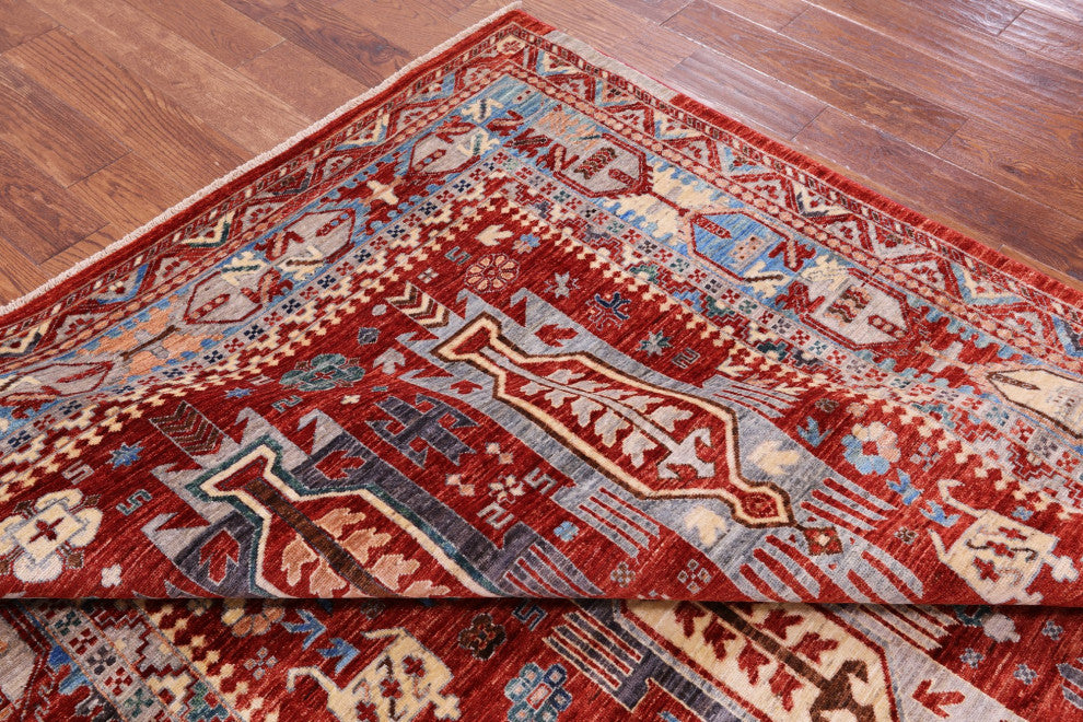 7' 0" X 10' 2" Tribal Fine Serapi Hand-Knotted Wool Rug - Q12206